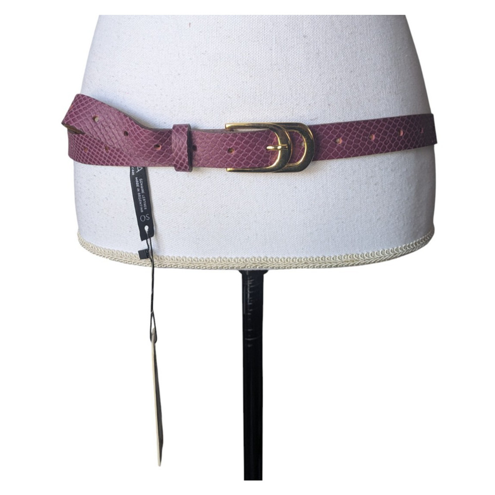 ADA Leather Infinity Belt Orchid Croco New One Size Berry Wine $79 Embossed